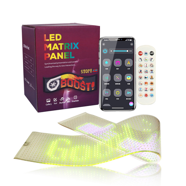 LED Flexible Display Screen APP Control RGB Led Pixel Car Rear Window Flexible LED Display 64*16 Pixels for Car Shop Advertising