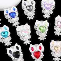 Boule de perçage double face en alliage de cuivre lourd, forme hibou, trou droit, pour DIY stylo, téléphone portable, porte-clés, accessoires de sac, argent palladium