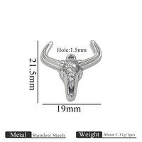 SC vente en gros Vintage tête de taureau bricolage breloque en acier inoxydable bijoux accessoire or argent géométrique corne de taureau pendentifs pour hommes
