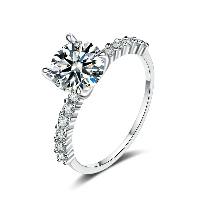 Anel de prata 925 de zircônia cúbica, venda quente, anéis para dedos, de prata, redondos, anéis de casamento e noivado para mulheres