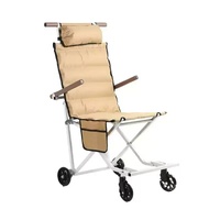 Fauteuil inclinable pliable portable avec cadre en acier carbone réglable, chaise longue à roulettes en tissu pour le camping et les voyages en famille