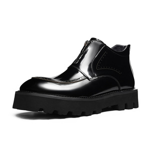 Botas de hombre estilo coreano con brillo, cremallera, suela gruesa, aumento de altura, de cuero genuino, para estudio fotográfico de bodas y negocios. - Product Image 6