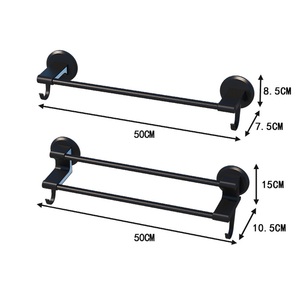Porte-serviettes mural moderne doré à ventouse sans perçage, support polyvalent pour serviettes et chaussons, idéal pour hôtels - Product Image 2