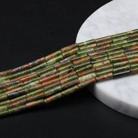 Großhandel Natürliche Amazonit Grüne Blumen Zylindrische Röhrenförmige Rechteckige Lose Perlen 4*13mm Runde Röhrenperlen für Schmuck