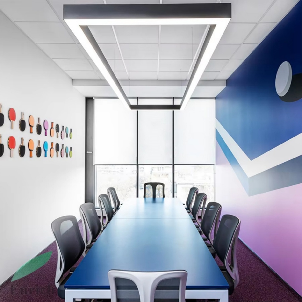 Custom Linkable Modern Square Rectangle Suspended LED Linear Light 40W 3-Year Warranty Home Office Gym Hotel 6000K Daylight