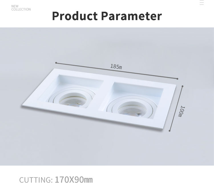 Square Anti Glare Downlights 185X100mm Adjustable Twin Head Downlight