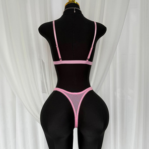 Hot Erotic Adult See Through Mesh Underwear Front Button Ruffle <b>Bra</b> and Pants Ultral-thin <b>Sexy</b> Lingerie <b>Set</b> 2 Piece - Product Image 5