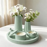 Kit de moule en silicone pour plateau de vase, support de bougie, pot de fleurs, en plâtre et ciment, antiadhésif, pour décoration de bureau