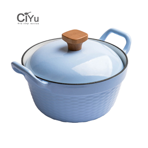 Casserole multifonctionnelle à double anse de 22 cm, <span class=keywords><strong>faitout</strong></span>, pot à pain, en fonte émaillée antiadhésive, casserole à soupe - Product Image 5