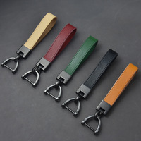 Porte-clés en cuir véritable pleine fleur tanné végétal, cordon pour clés de voiture, emballé individuellement, idéal pour les voyages d'affaires
