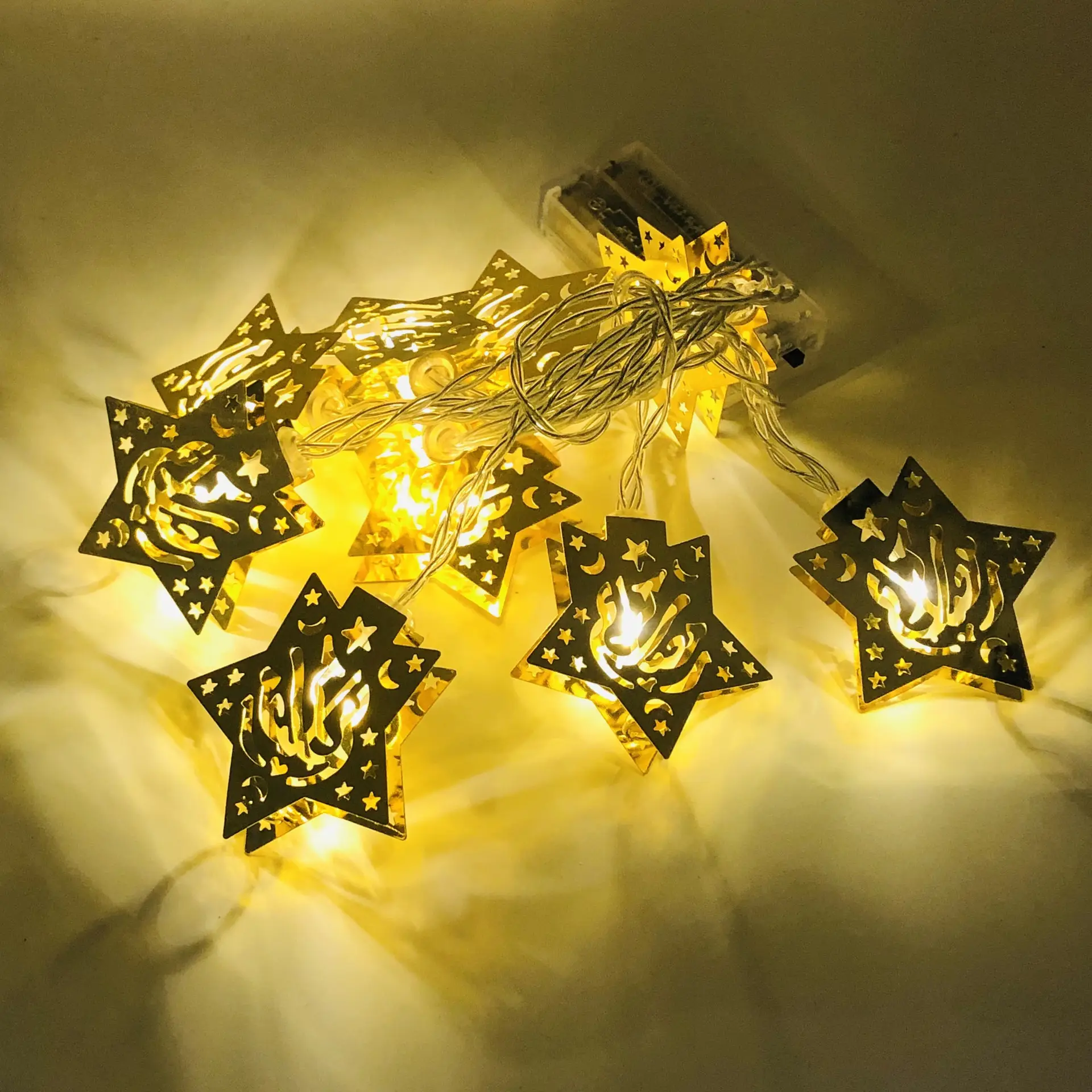 Ramadán musulmán Luces De Luna decorativas Oro Islámico Eid Mubarak LED Cadena de luces