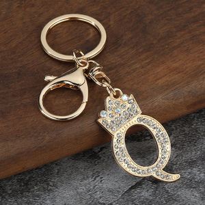 Nouveau porte-clés en strass 26 lettres pour femme, cadeau, breloque en métal ornée de strass, couronne en cristal, or, pour sac, clés de voiture, accessoires DIY - Product Image 4