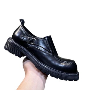 Chaussures Derby Homme en Cuir Rétro Vieilli à Semelle Épaisse Rehaussante et Bout Rond, Style Décontracté, avec Boucle, Idéales pour Mariage et Automne - Product Image 5