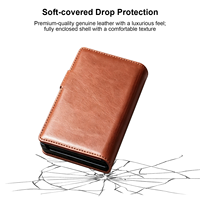 Étui multifonctionnel en cuir véritable pour Samsung Galaxy Fold 8, style portefeuille, avec support rabattable et fentes pour cartes et pièces de monnaie
