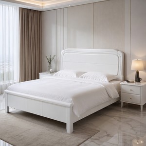 Double <strong>Beds</strong> White Gloss Solid Wood Arched Headboard <strong>with</strong> <strong>Under</strong> <strong>Bed</strong> Storage Drawers King Queen Size Double <strong>Beds</strong> for Bedroom - Product Image 2