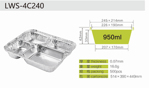 LWS <strong>Aluminum</strong> 4-<strong>Compartment</strong> <strong>Compartment</strong> <strong>Aluminum</strong> <strong>Foil</strong> Container Wholesale Airline Catering <strong>Foil</strong> <strong>Tray</strong> 4 <strong>Compartment</strong> - Product Image 6