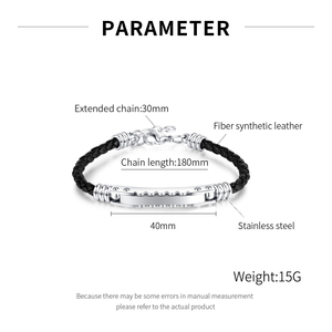 <span class=keywords><strong>Bracelet</strong></span> en <span class=keywords><strong>cuir</strong></span> tressé simple pour <span class=keywords><strong>homme</strong></span> en acier inoxydable <span class=keywords><strong>bracelet</strong></span> en <span class=keywords><strong>cuir</strong></span> noir de luxe gravé personnalisé - Product Image 2