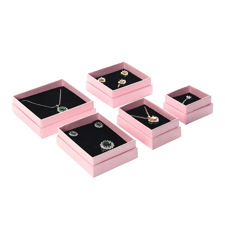 Multicolor Lid And Base Necklace Earrings Bracelets Paper Gift Jewelry Box Packaging Sponge Insert With Customized Logo