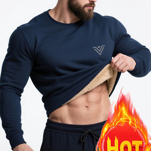 T-Shirt da <span class=keywords><strong>Uomo</strong></span> a Maniche Corte con Collo Rotondo, Foderata in <span class=keywords><strong>Pile</strong></span>, per Autunno e Inverno, Traspirante e Comoda - Product Image 1