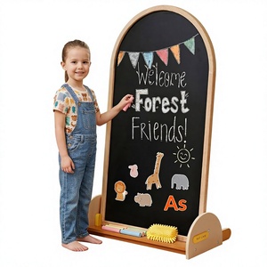 <span class=keywords><strong>Pizarra</strong></span> Magnética de Doble Cara para Niños Pequeños, <span class=keywords><strong>Pizarra</strong></span> Blanca, Caballete de Arte con Soporte de Arco de Madera, Área de Escritura de 22x405 Pulgadas, Letras de <span class=keywords><strong>Animales</strong></span> - Product Image 1