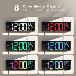 מגב 16 אינץ 'rb הוביל שעון קיר דיגיטלי שליטה מרחוק בלילה אור תפאורה לבית סלון או משרד עם הרכבה פלסטיק - Product Image 3