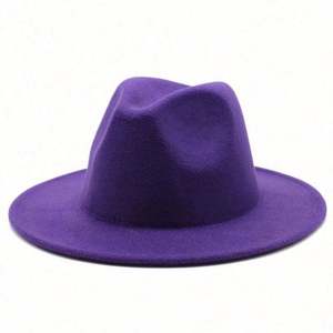 Sombrero Fedora de Ala Ancha Plana, Formal e Informal, para Adultos Unisex, Color Borgoña Sólido, Poliéster/Algodón, para las 4 Estaciones, Venta al Por Mayor - Product Image 6