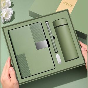 Cross-border Business Office High-End Gift Box Insulated Cup Set Gift Customized Logo Notebook Imitation Leather Model - Product Image 1