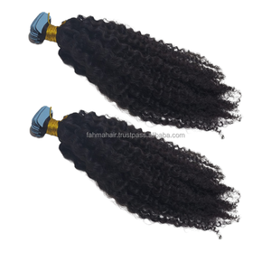 Extensiones de Cabello con Cinta Adhesiva, Cabello Humano Remy Virgen 100% Natural, Rizado Afro, Doble Trama, Puntas Gruesas y Saludables, Largo de 8 a 30 Pulgadas, Suave - Product Image 1