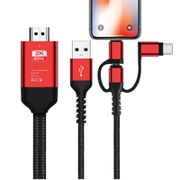 Adaptateur de câble 3 en 1 Micro USB Type C IOS 8 broches Type-C vers HDMI, mise en miroir du téléphone sur TV, projecteur, moniteur HDTV pour iPhone SAMSU