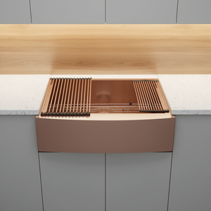 Évier de cuisine style farmhouse en acier inoxydable couleur or rose, 33x21x10 pouces, cuve simple, facile à nettoyer - Product Image 2