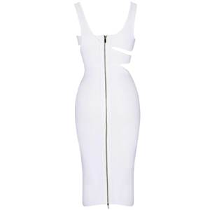 <span class=keywords><strong>2021</strong></span> printemps Sexy découpé Spaghetti sangle blanc bandée robe de soirée à glissière - Product Image 6
