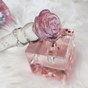 Hochwertige rosa Rose transparente Glas dildo Mastur batoren Boro silikat glas Yoni Zauberstab für Frau