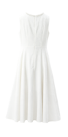 Robe pour femme élégante mi-longue, sans manches, couleur unie, boutons perlés, col rond, nouvelle collection été, idéale pour les fêtes de bureau