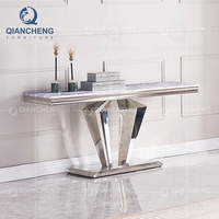 QIANCHENG – meuble de maison moderne en acier ss, vente en gros, plateau en marbre, table console d'entrée dorée de luxe