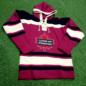 CLOTHING WAY INTERNATIONAL Jersey de Hockey sobre Hielo con Capucha para Hombre, Manga Larga, Logotipo Bordado a Rayas, Corte Regular, Todas las Temporadas - Product Image 1
