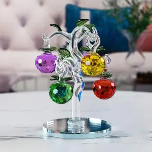 EU hand blown glass fruits figurines home decoration ornaments crystal glass apple tree