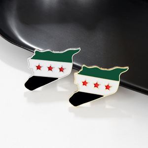 Al por mayor Llavero con dije esmaltado de la bandera del Ejército Libre de Siria, Pin metálico con colgante de mapa de Siria esmaltado y chapado - Product Image 4