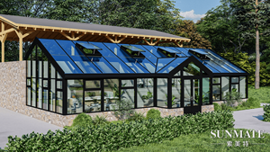 Invernadero 4 estaciones de pie libre jardín de invierno Patio de aluminio portátil terraza acristalamientos casas de cristal prefabricadas - Product Image 4