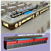 Table de service de buffet commercial, avec lumière LED bleue, en acier inoxydable, pour les fruits de mer, livraison gratuite