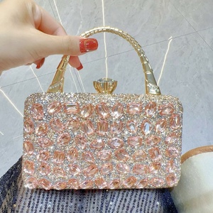 Pochette da sera da donna di lusso di alta qualità con strass in <span class=keywords><strong>argento</strong></span> oro con motivo a fiocco con motivo in pietra di cristallo - Product Image 2