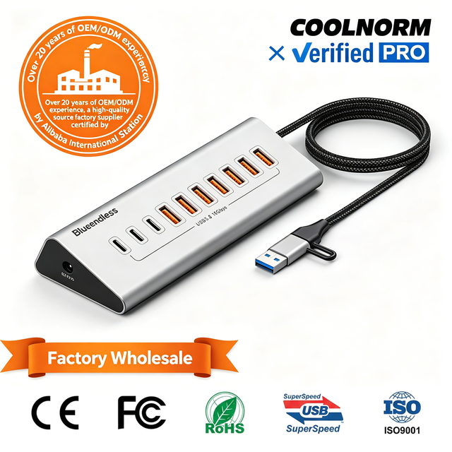 Hub Docking Station New USB3.2 Extender 4A3C Splitter 10-Port Laptop Type-C Computer Hub Concentrator with SD Card Support