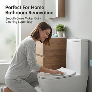 <span class=keywords><strong>WC</strong></span> en céramique monobloc de qualité supérieure, à fixation au sol, avec siphon en S/P, chasse d'eau Super Swirl Tornado, installation encastrée 300 mm - Product Image 5