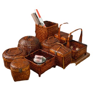 <b>Bamboo</b> Storage Baskets Rectangle Tung Oil Finish Kitchen Use Neatening Storage Food <b>Container</b> <b>Bamboo</b> Weaving - Product Image 5