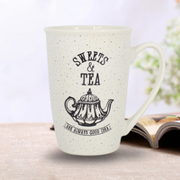 370ml Mat Blanc Tasse En Céramique Émaillée Mate Tasses à Café En Céramique avec Décalcomanie