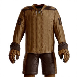 Uniforme de Hockey sobre Hielo Personalizado y Transpirable para Hombre, 100% Poliéster, Diseño con Textura de Madera, Impresión por Sublimación, Equipo de Protección, Talla Adulto - Product Image 4