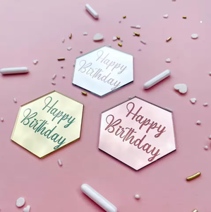 Vendita Diretta di Fabbrica di Decorazioni per Torte di <span class=keywords><strong>Compleanno</strong></span> - Pezzi Decorativi a Forma di Cuore Esagonale e Specchio per Cupcake - Product Image 2