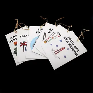 2022 stampa personalizzata Snow Floral Animal Logo biglietto d'invito di auguri carta spessa Hang Swing tag per abbigliamento