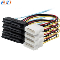 SFF-8643 SAS Mini ke 4 * SFF-8482 29Pin, dengan Molex 4Pin Power Hard Disk Drive Adapter kabel ekstensi Data 50CM 100CM