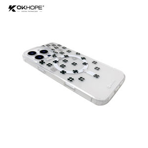 Okhope เคสโทรศัพท์แม่เหล็กลายดอกโคลเวอร์โชคดี IMD พร้อมจุดคริสตัลฝาปิดแบบกดสำหรับ iPhone 15 PRO MAX - Product Image 2