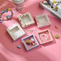 Boîte à bijoux en PVC personnalisée en gros, imprimée avec des dessins animés mignons, pour bracelets, colliers et accessoires pour cheveux, emballage cadeau en papier